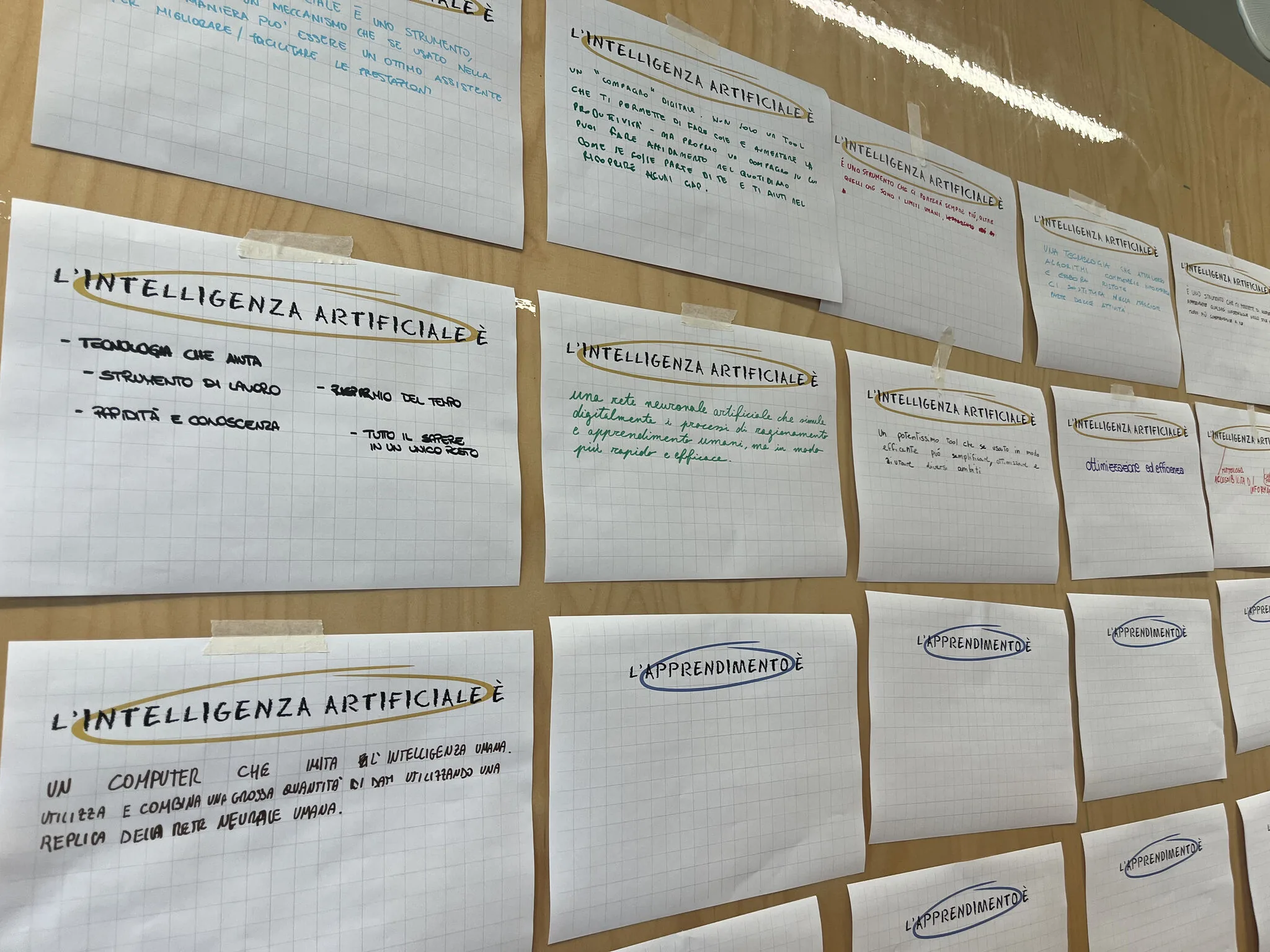 Sticky notes capturing how students defined AI