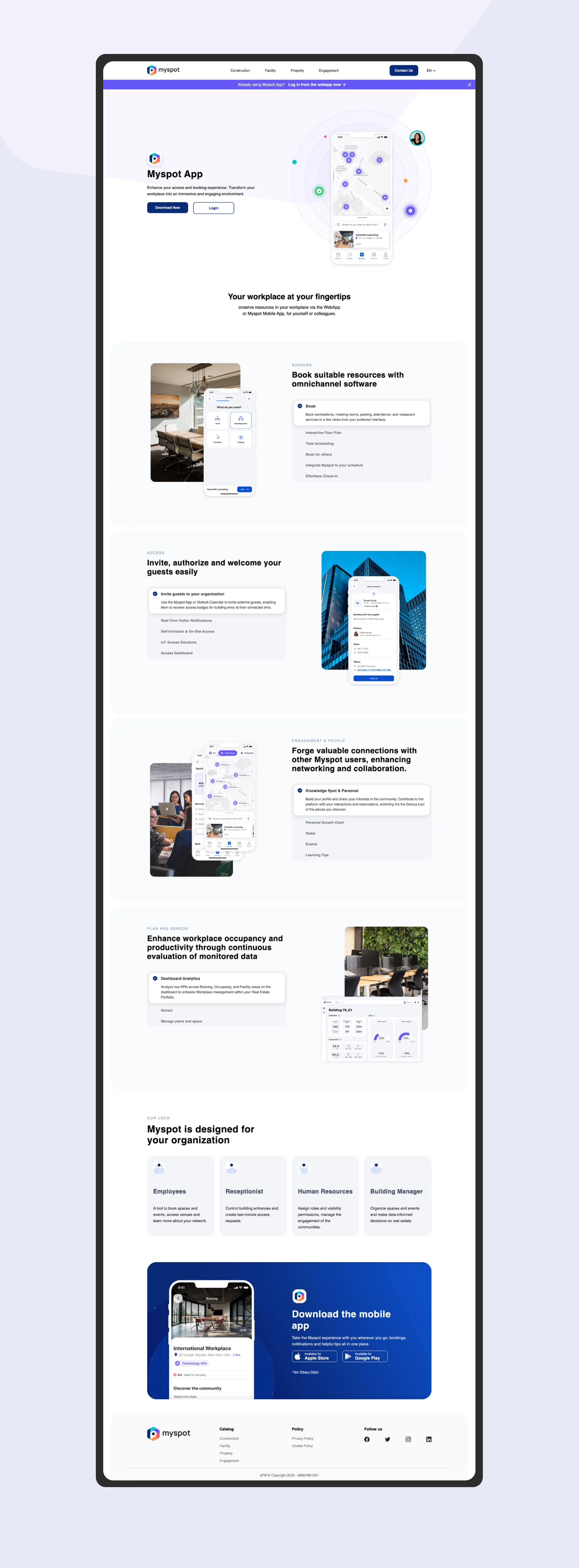 Myspot App website page