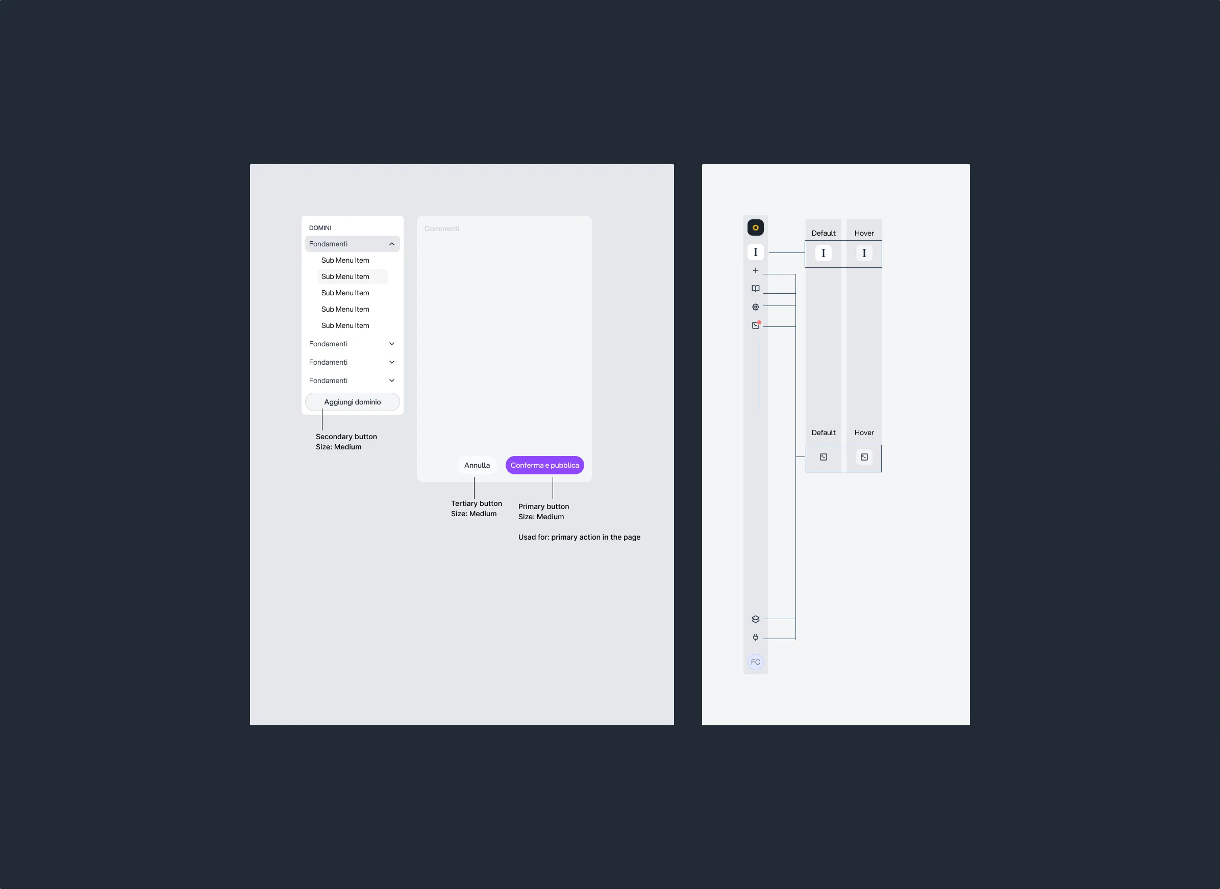 POWA UI component and navigation annotations, light mode