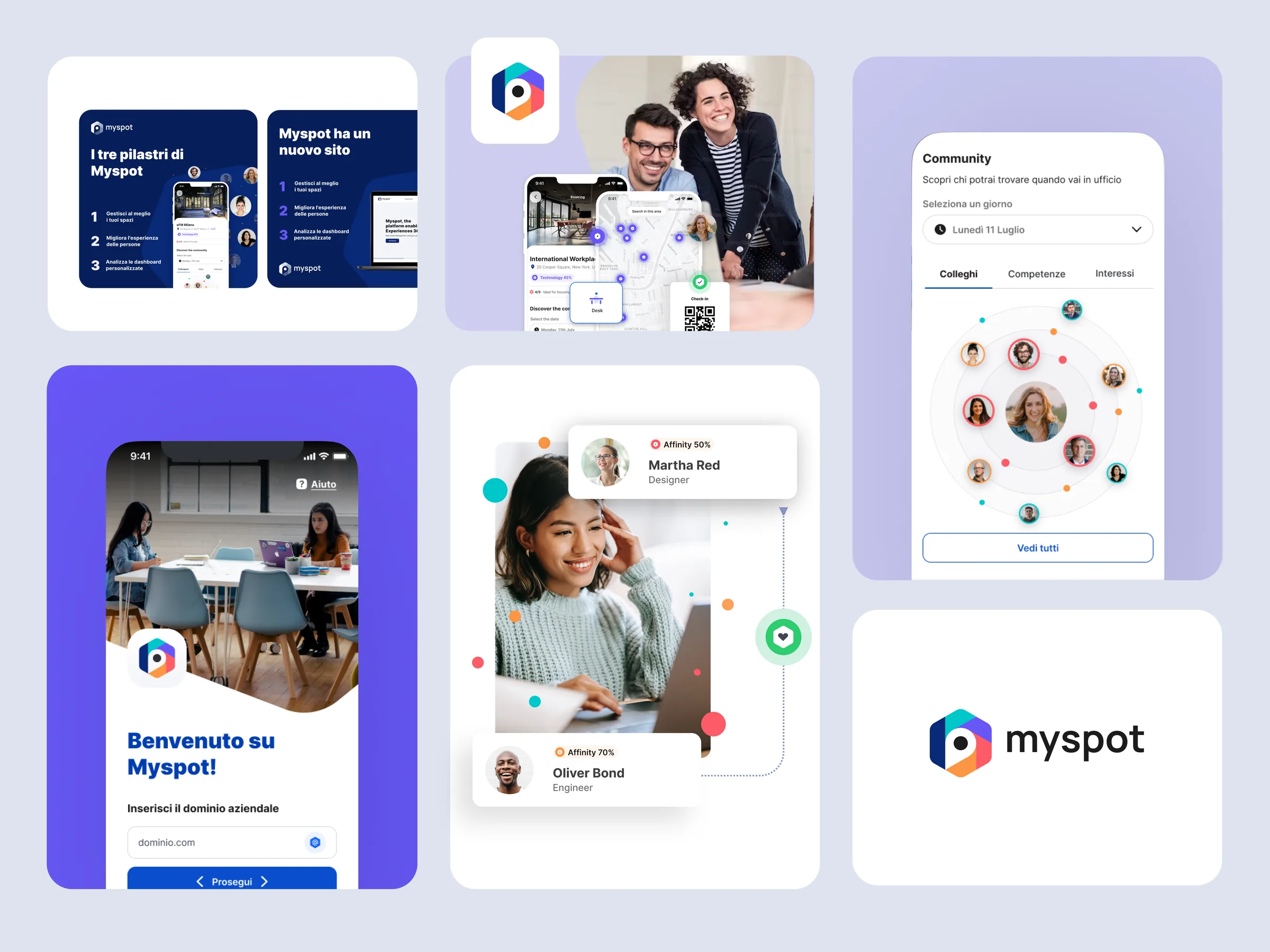 Myspot marketing tiles and welcome screen