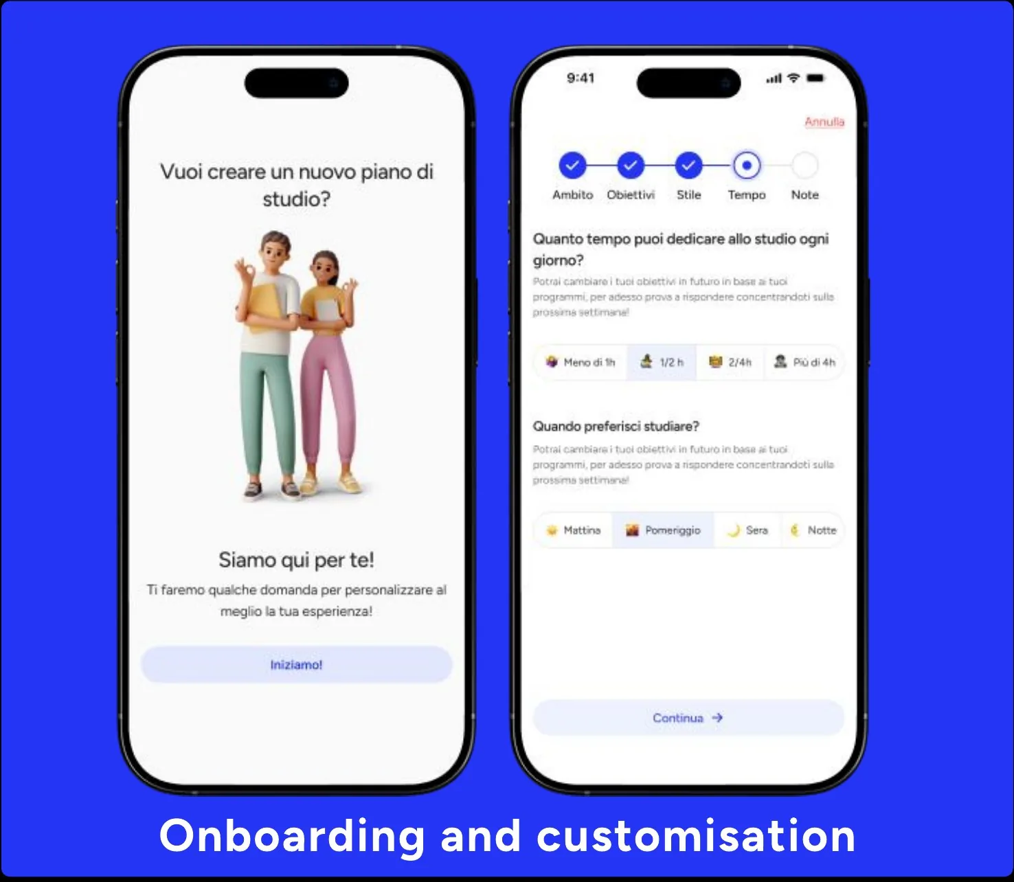Onboarding and customisation