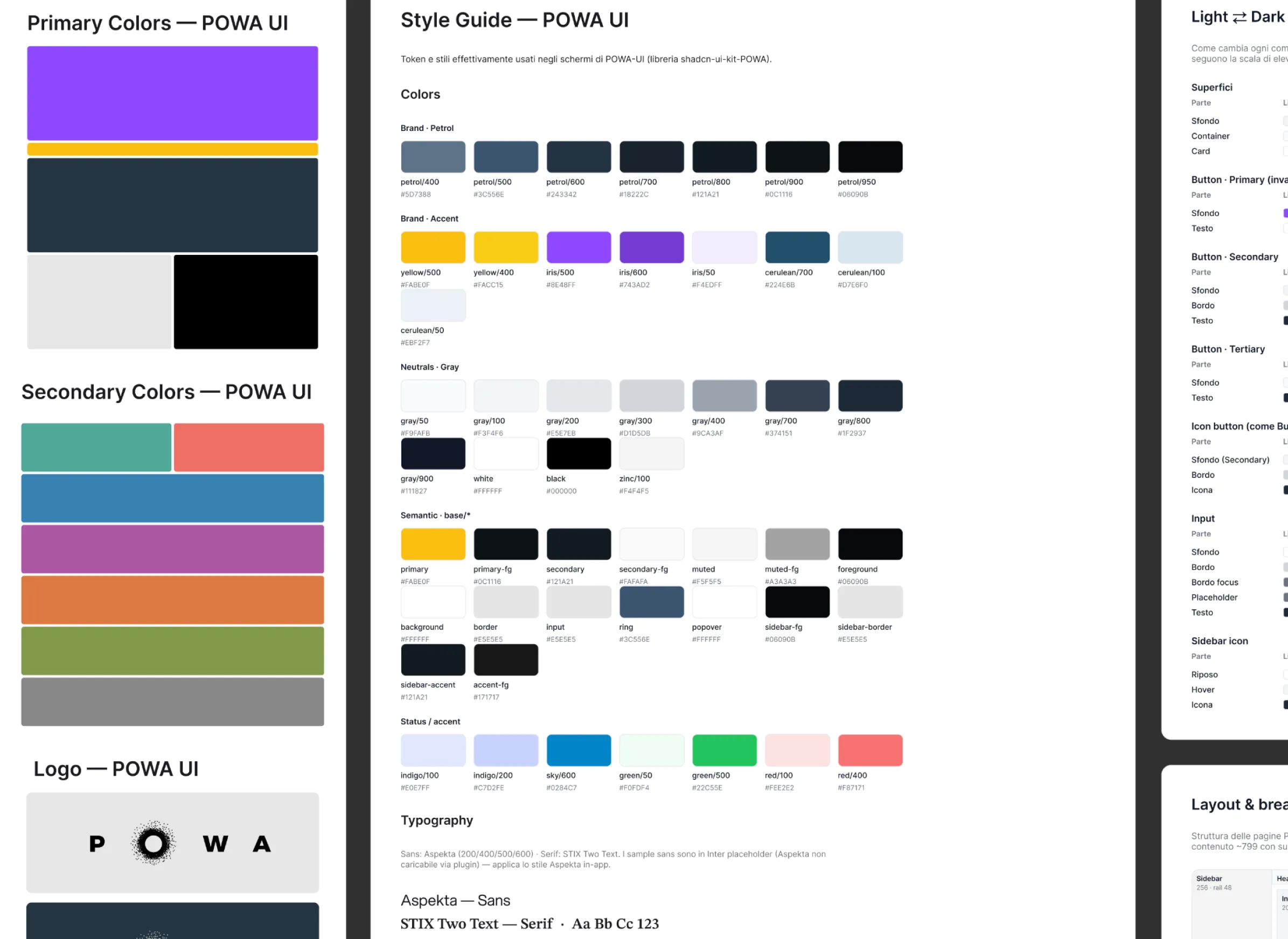 POWA UI style guide: colors and typography